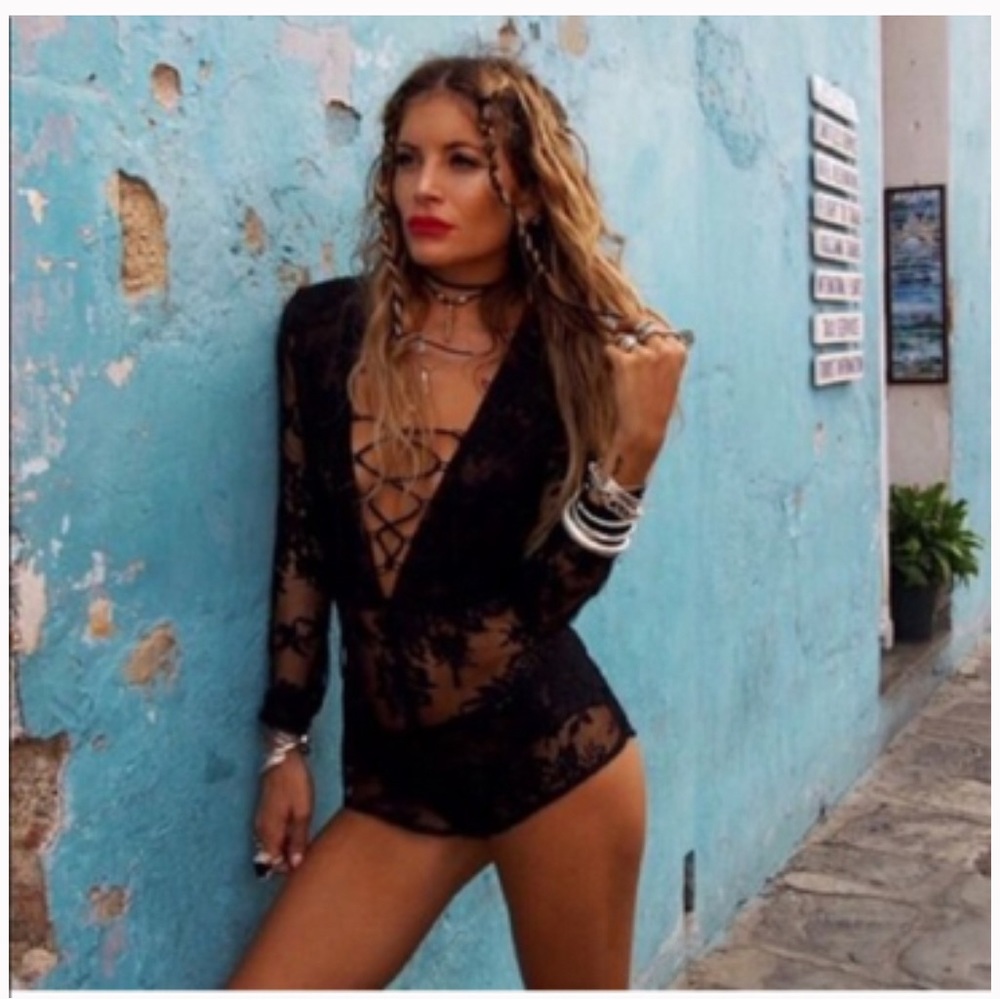 Rat & Boa Black Lace Romper